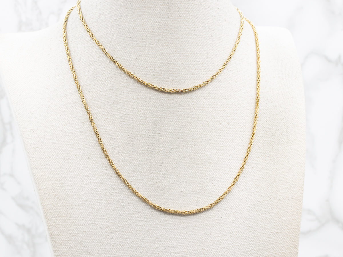 Cadena trenzada de trigo de oro amarillo pesado de 14 quilates