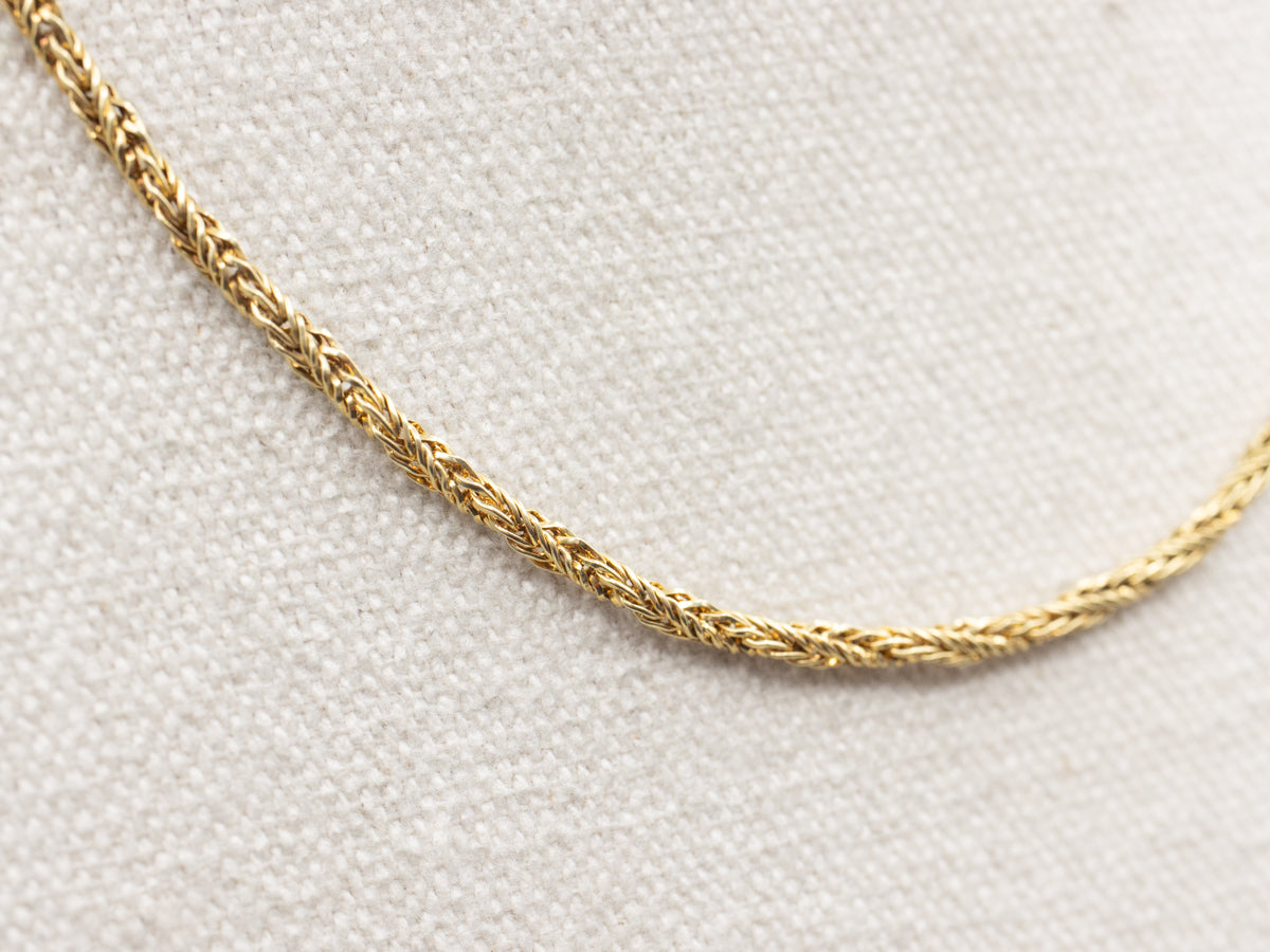 Cadena trenzada de trigo de oro amarillo pesado de 14 quilates