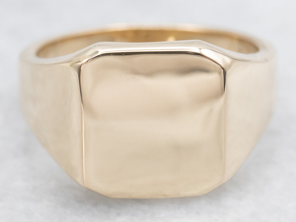 Unisex Gold Square Top Signet Ring