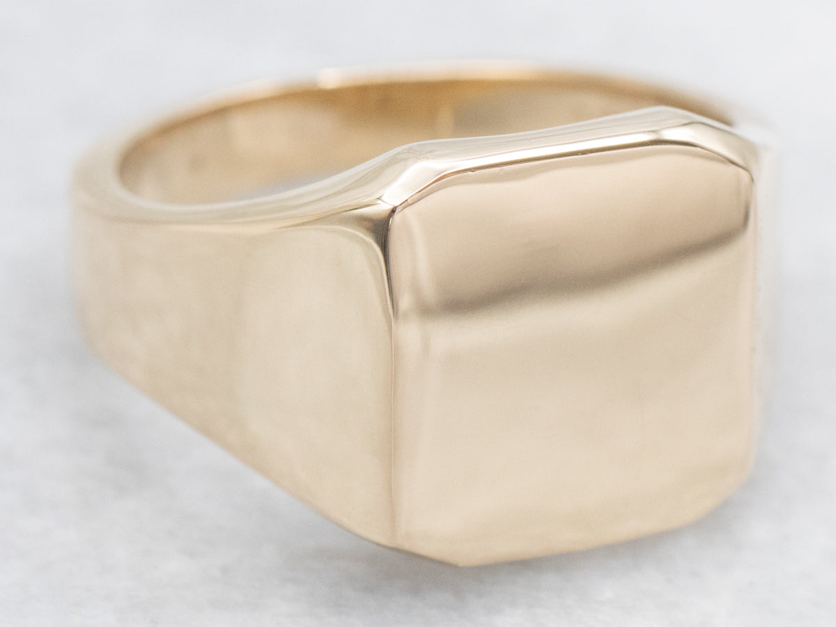 Unisex Gold Square Top Signet Ring