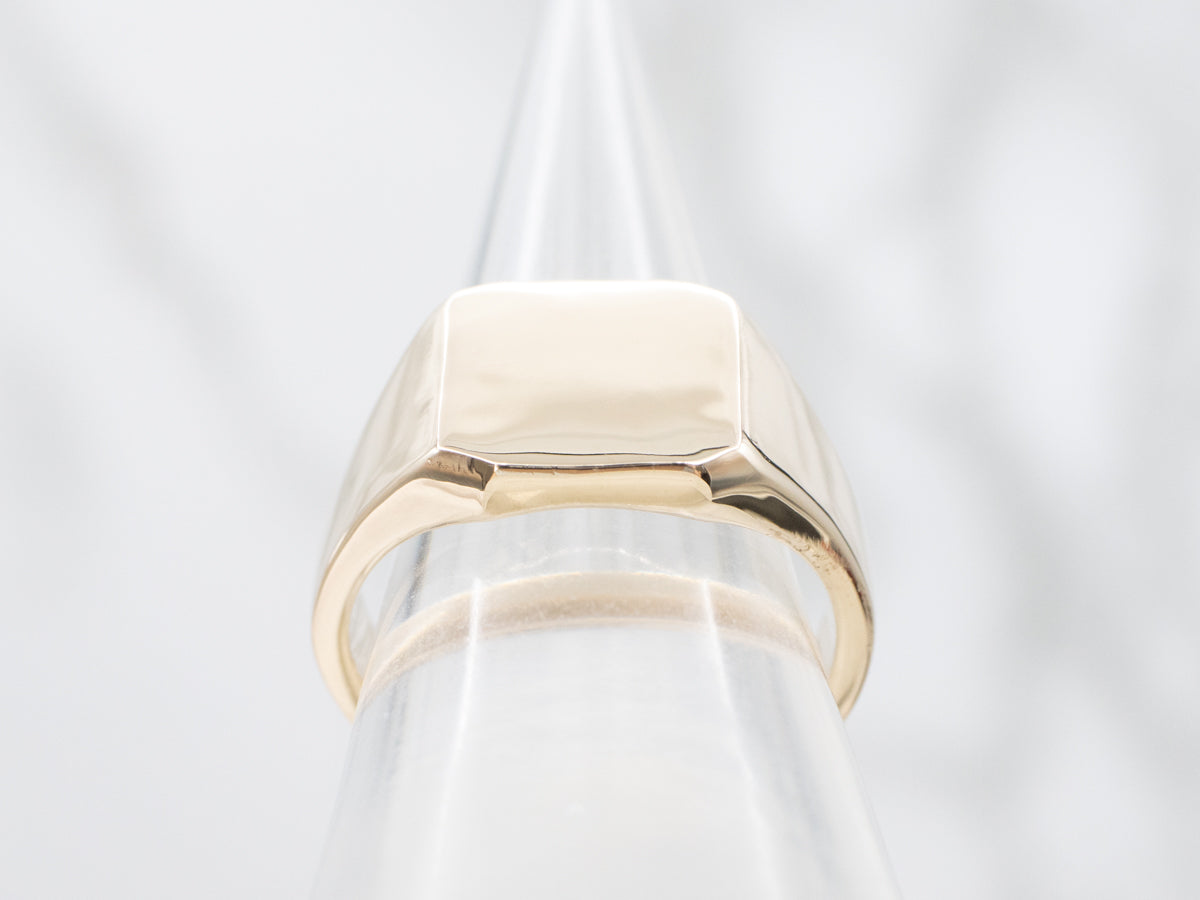 Unisex Gold Square Top Signet Ring