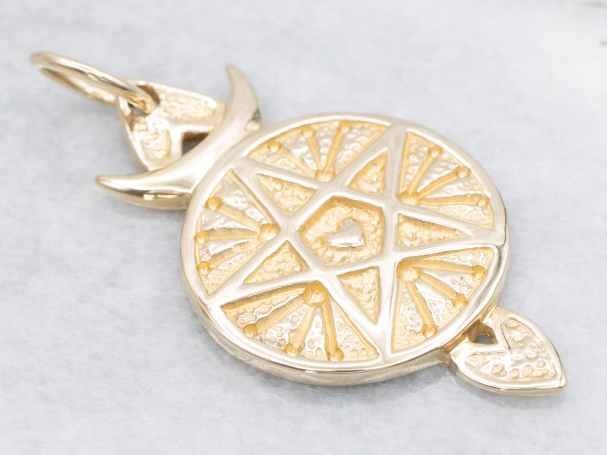 Gold Heart and Pentagram Talisman Pendant