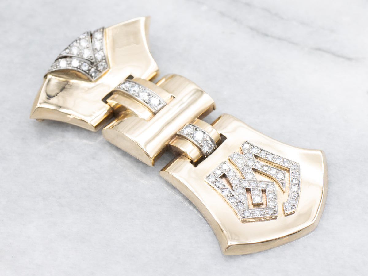 Retro-Era Diamond Monogrammed "BM" Brooch