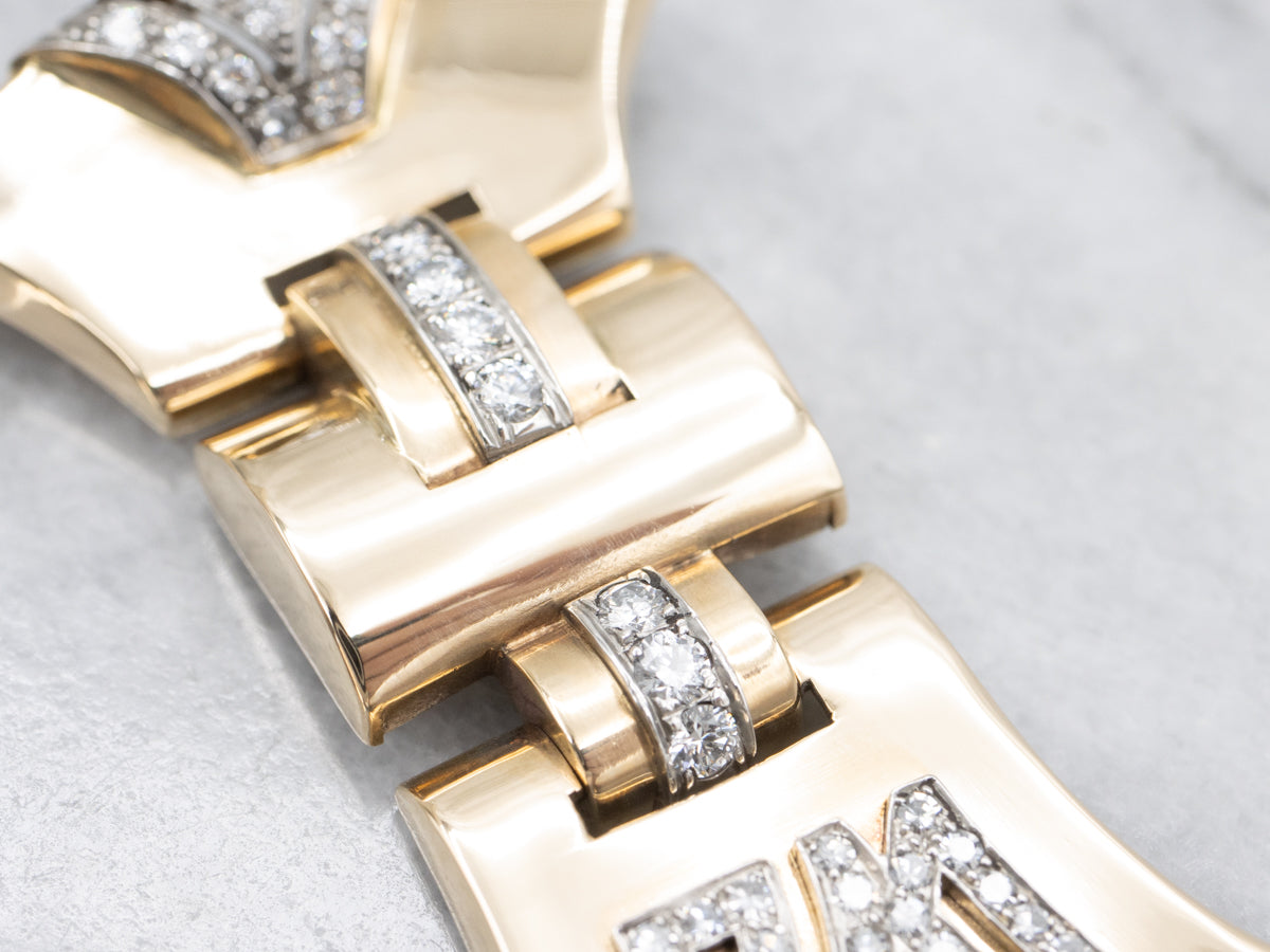 Retro-Era Diamond Monogrammed "BM" Brooch