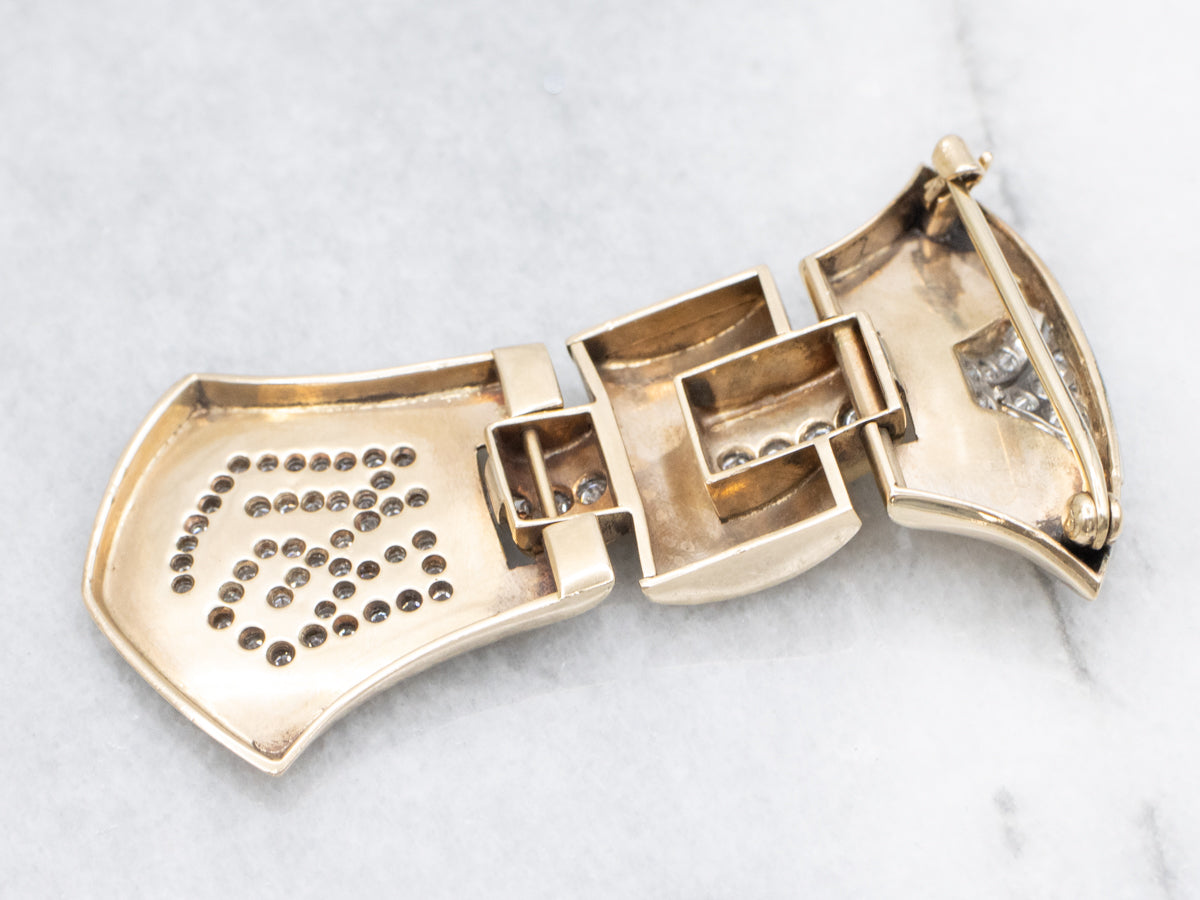 Retro-Era Diamond Monogrammed "BM" Brooch