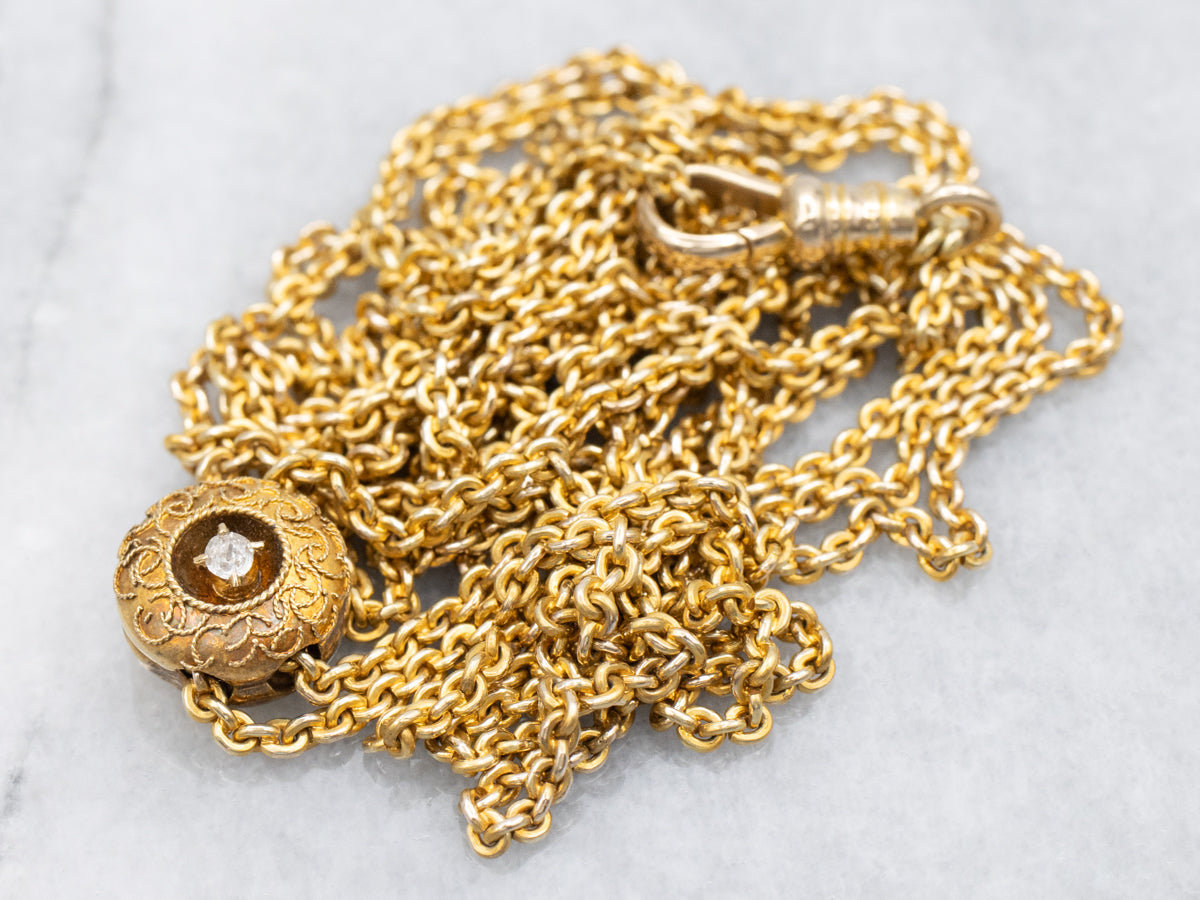 Victorian Diamond Slide Lariat Necklace