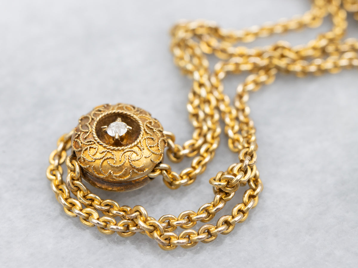 Victorian Diamond Slide Lariat Necklace