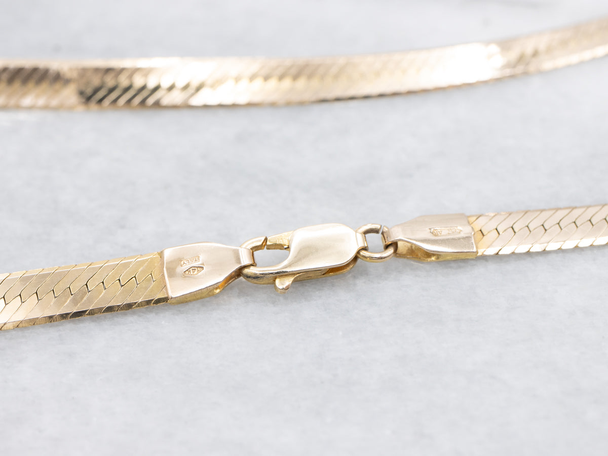 Polished Gold Herringbone Link Chain