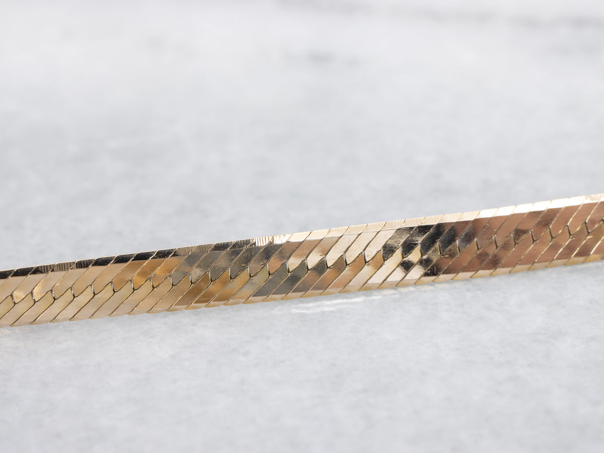 Polished Gold Herringbone Link Chain
