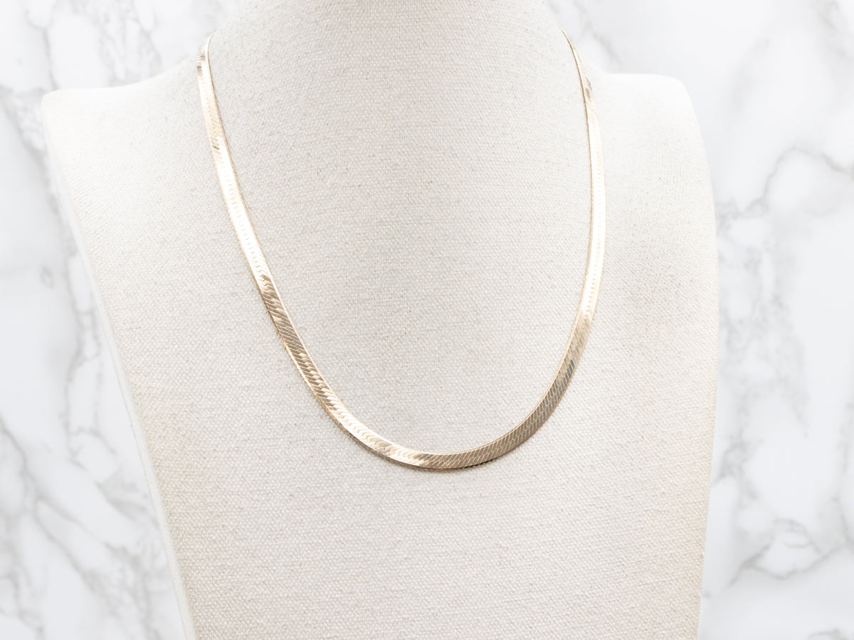 Polished Gold Herringbone Link Chain