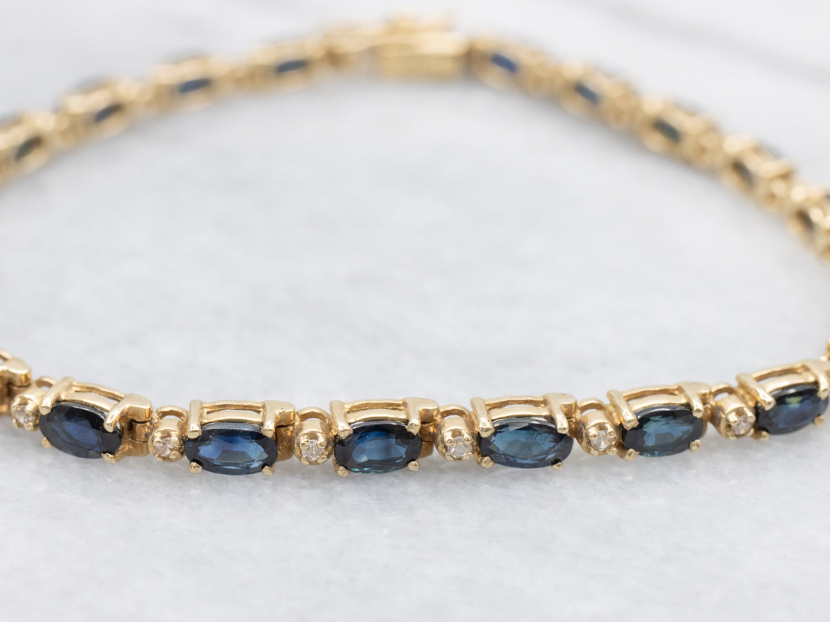 Classic Sapphire and Diamond Tennis Bracelet