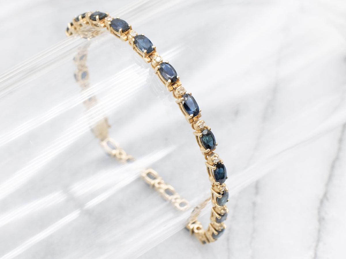 Classic Sapphire and Diamond Tennis Bracelet