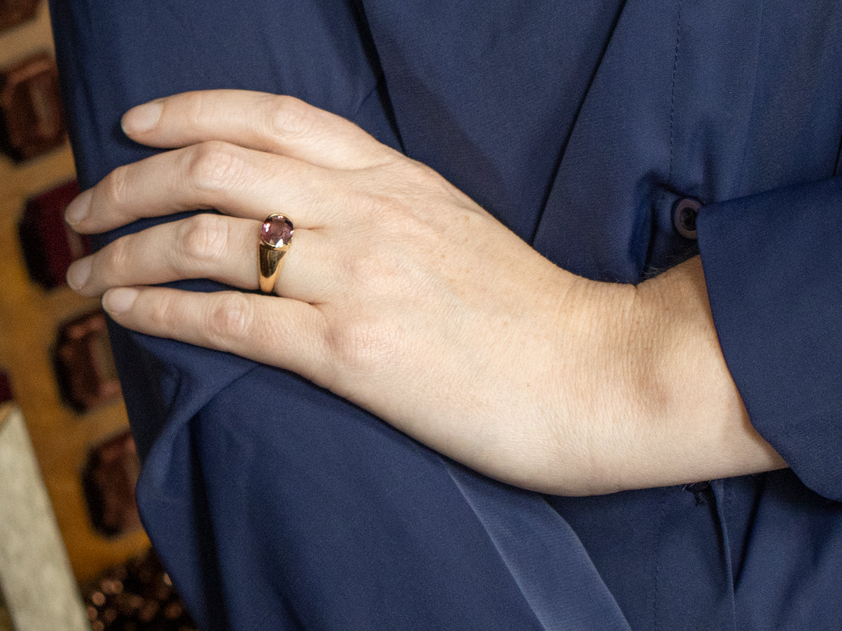 Semi-Bezel Set Spinel Solitaire Ring