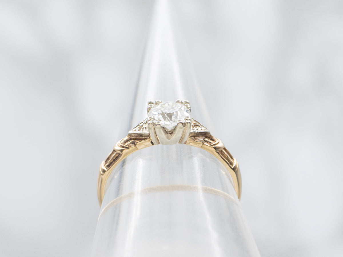 Floral Old European Cut Diamond Engagement Ring