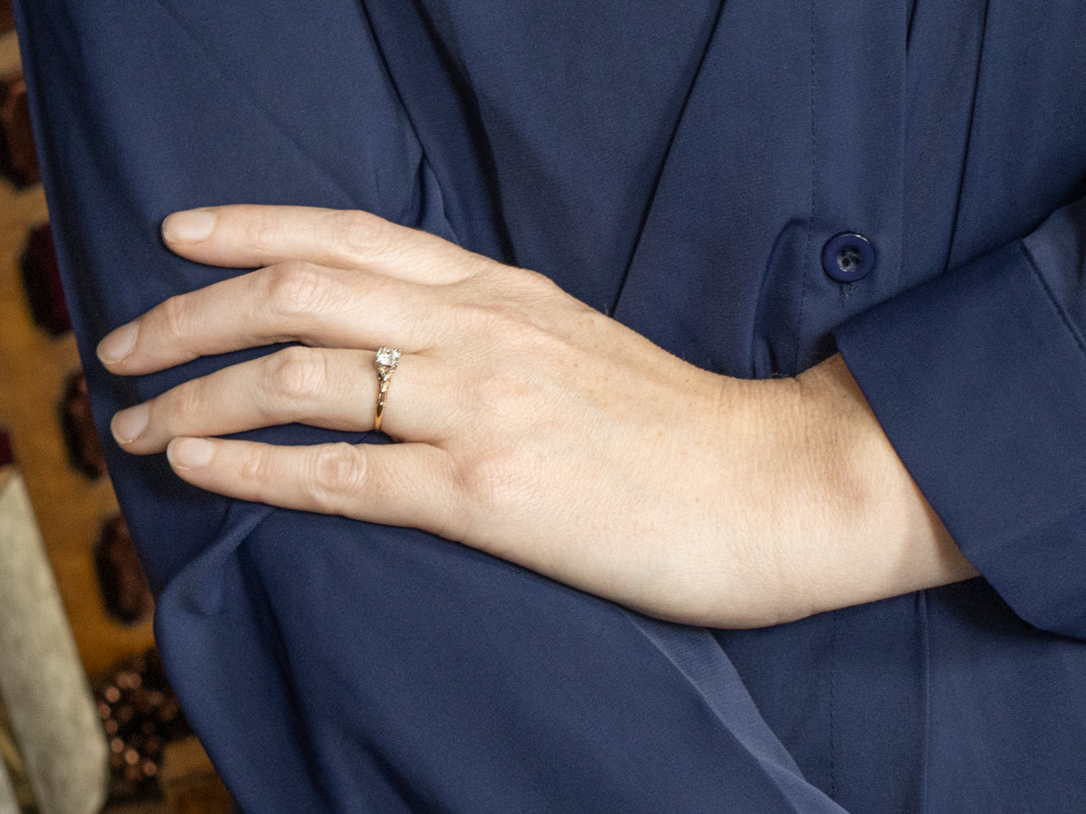 Floral Old European Cut Diamond Engagement Ring