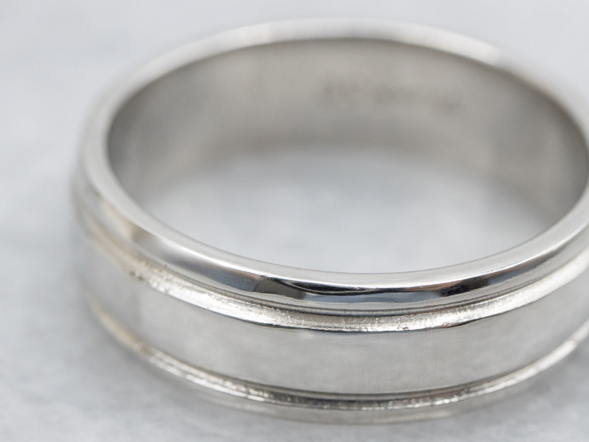 Men's Platinum Band with Simple Line Center