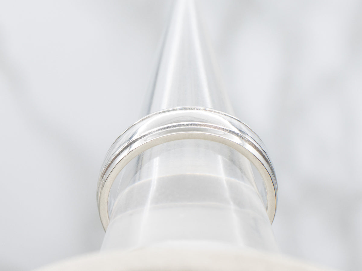 Men's Platinum Band with Simple Line Center