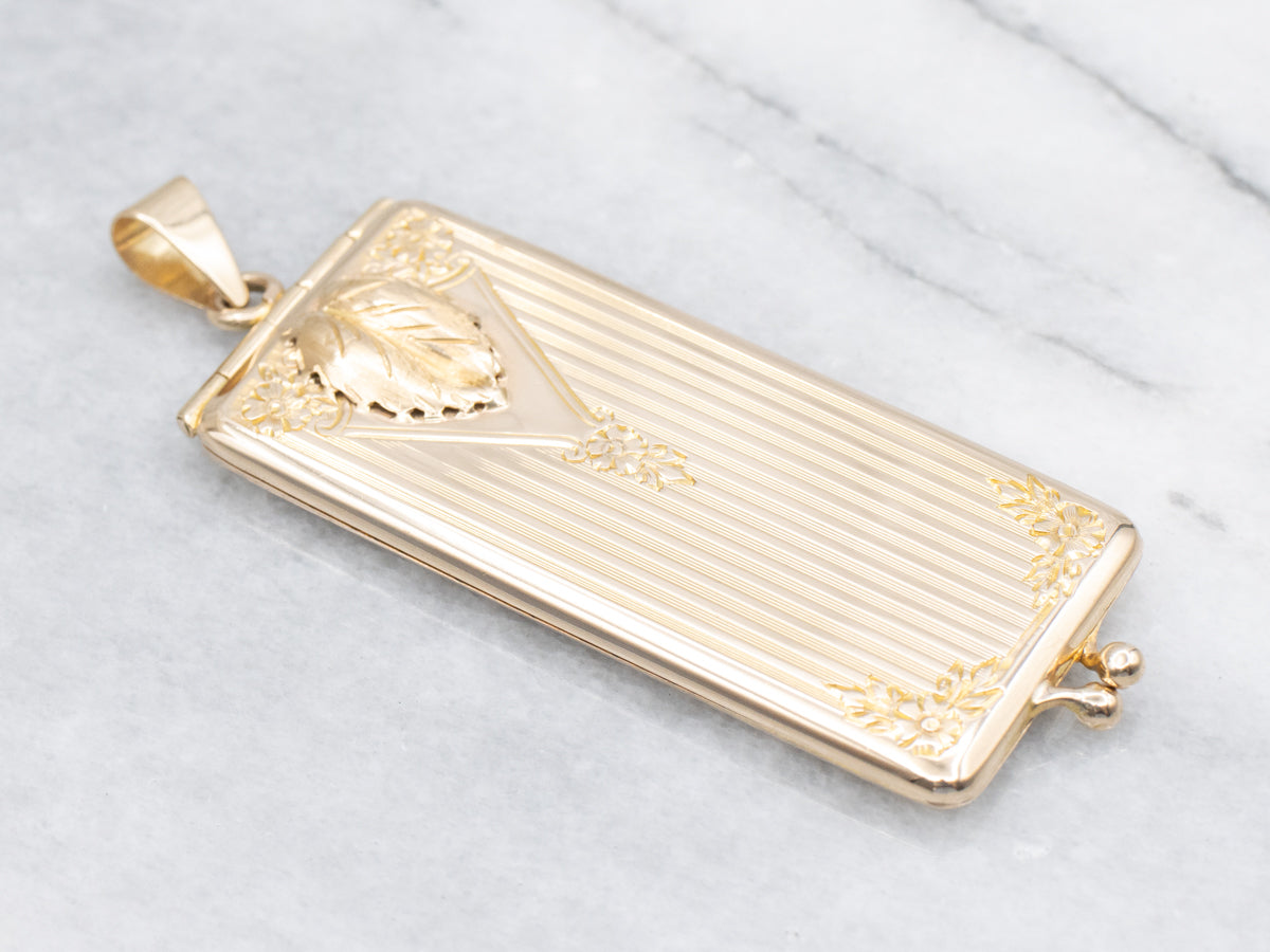 Vintage Italian Gold "Hello Bill" Stamp Case Pendant