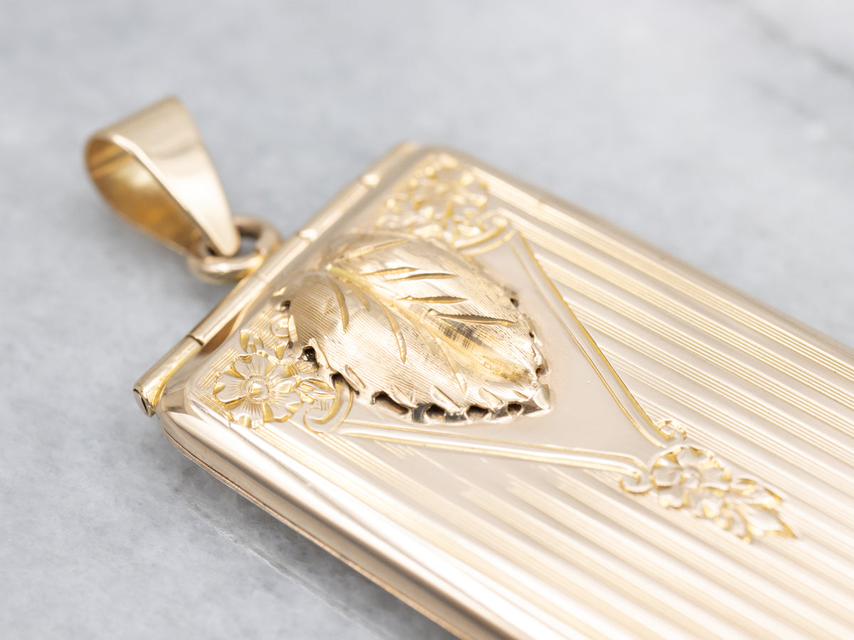 Vintage Italian Gold "Hello Bill" Stamp Case Pendant