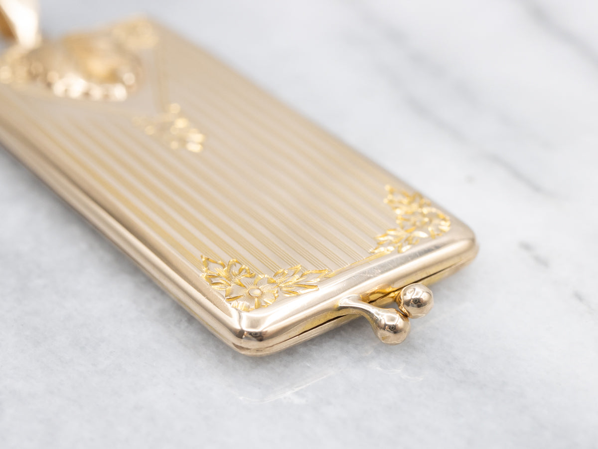 Vintage Italian Gold "Hello Bill" Stamp Case Pendant