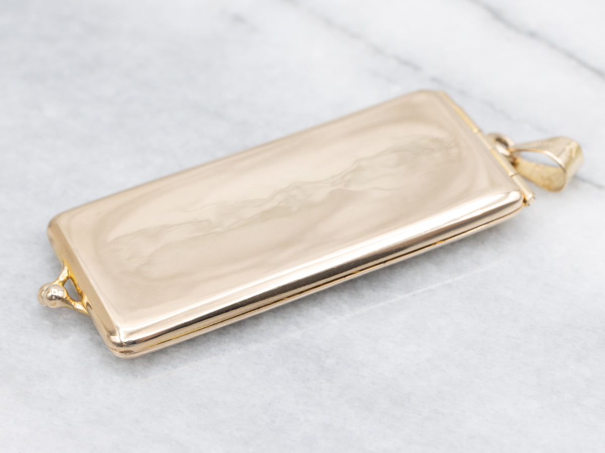 Vintage Italian Gold "Hello Bill" Stamp Case Pendant