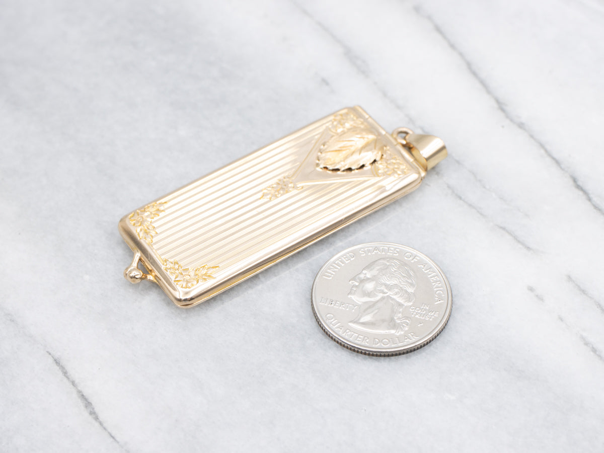 Vintage Italian Gold "Hello Bill" Stamp Case Pendant