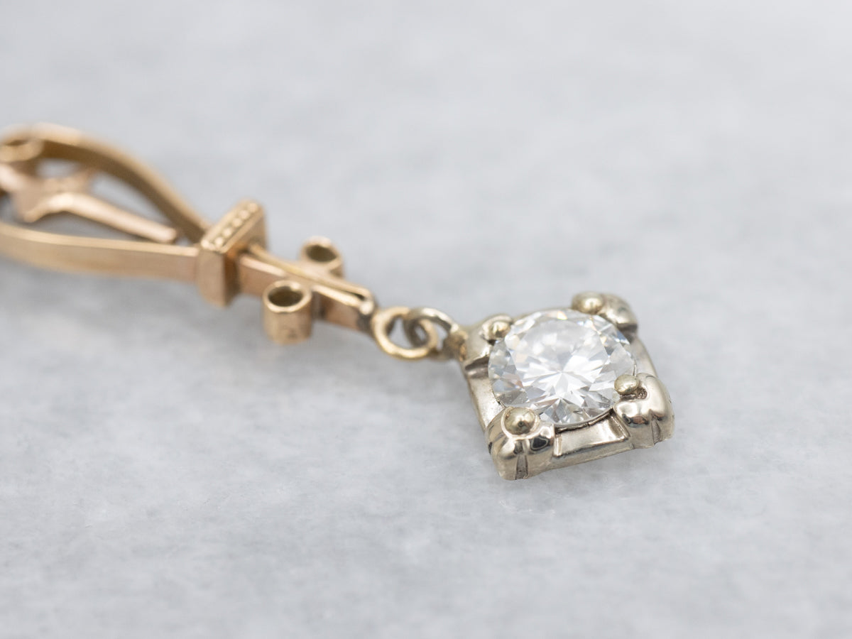 Mixed Era Scrolling Two Tone Diamond Lavalier Pendant