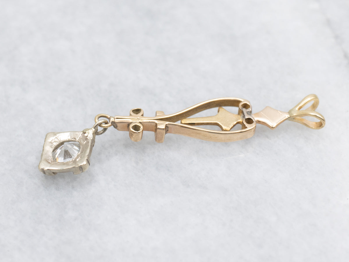 Mixed Era Scrolling Two Tone Diamond Lavalier Pendant
