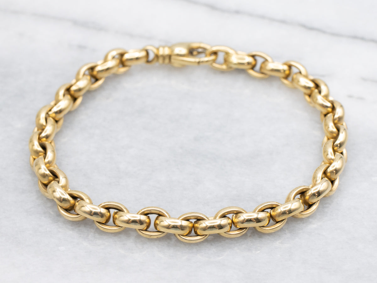 Heavy 18-Karat Gold Oval Link Bracelet
