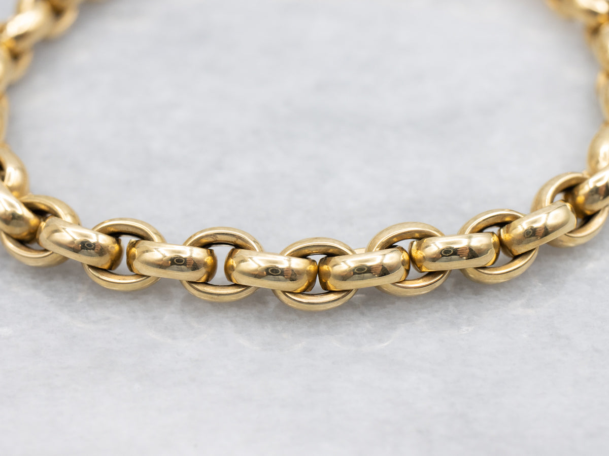 Heavy 18-Karat Gold Oval Link Bracelet