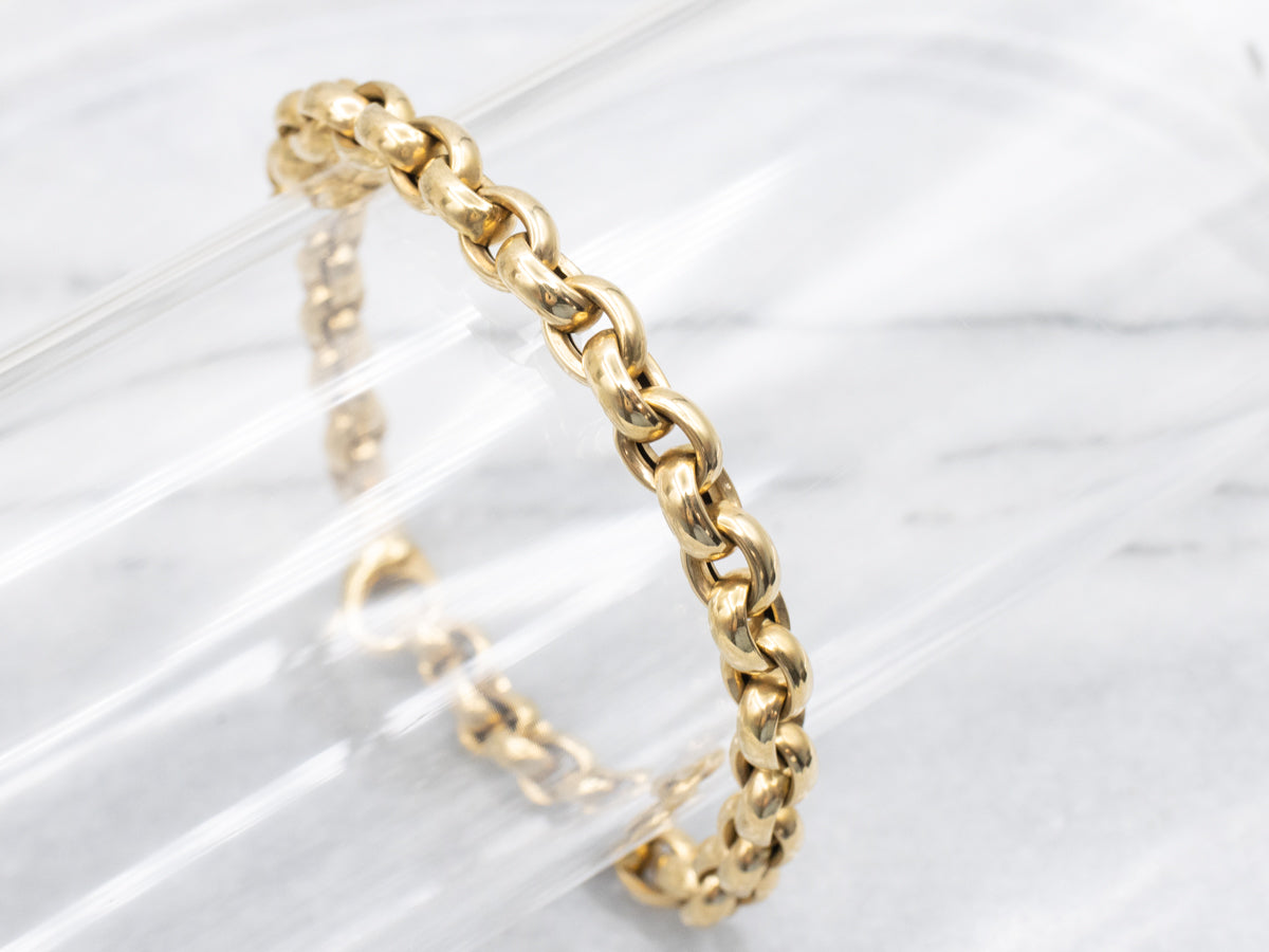 Heavy 18-Karat Gold Oval Link Bracelet