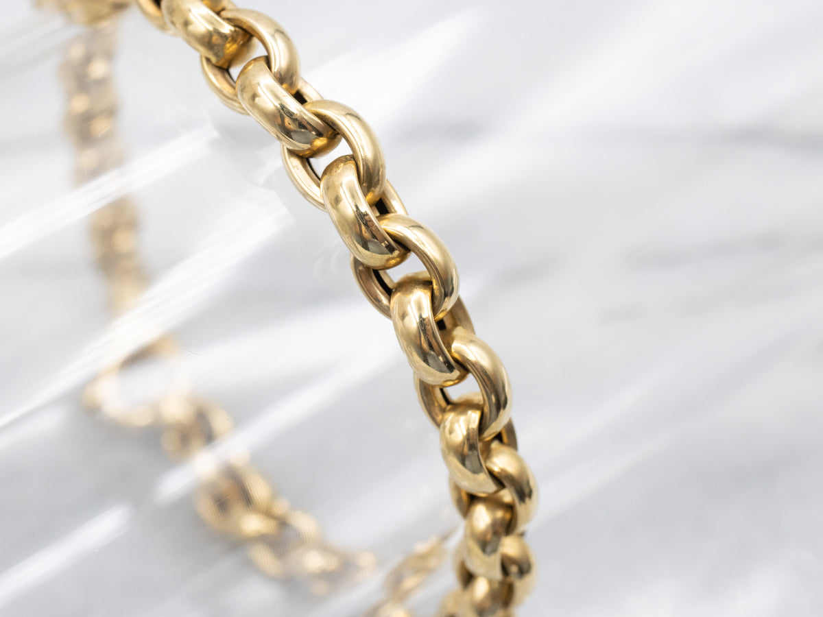 Heavy 18-Karat Gold Oval Link Bracelet