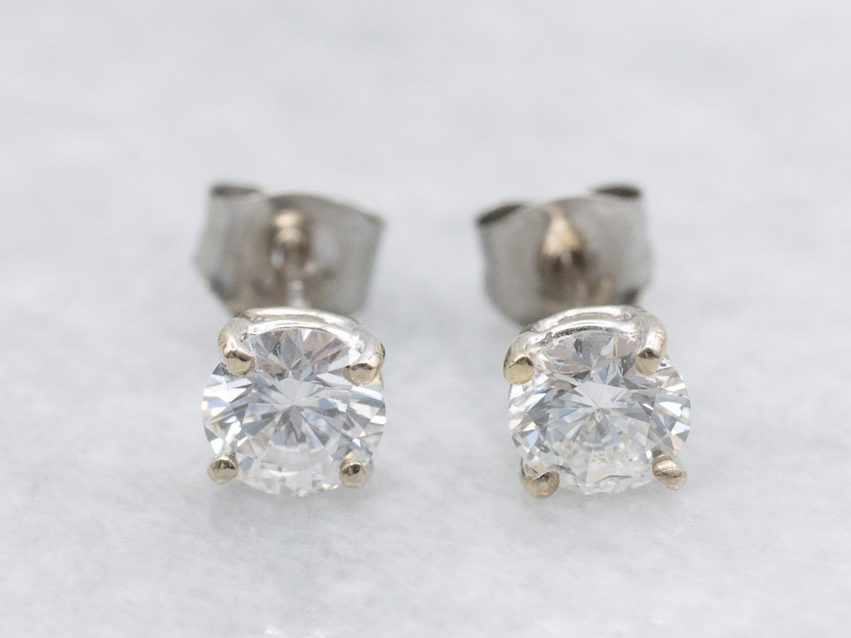 Round-Brilliant One Carat Diamond Stud Earrings