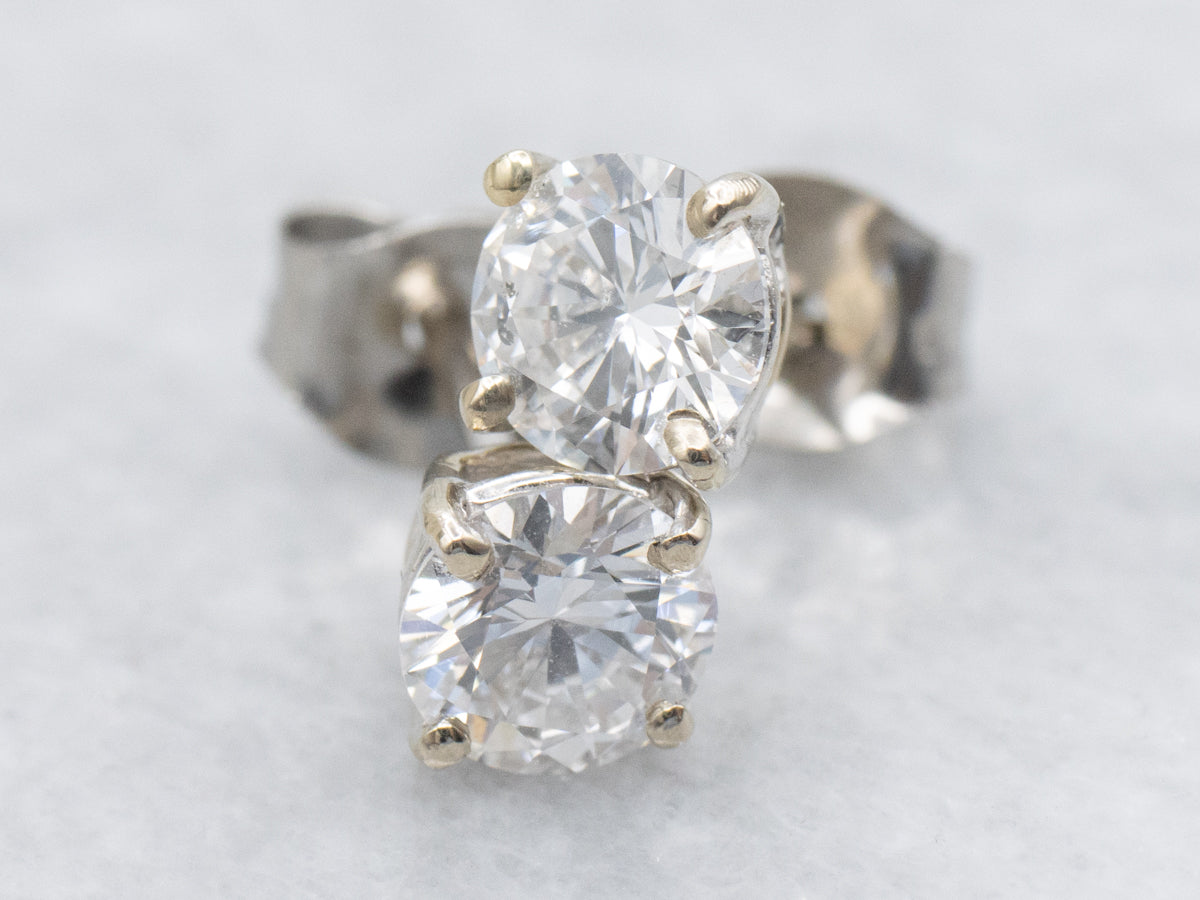 Round-Brilliant One Carat Diamond Stud Earrings