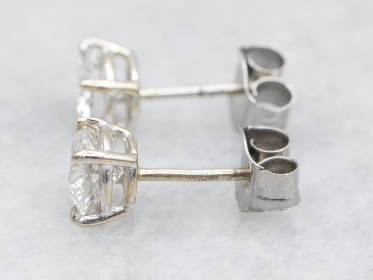 Round-Brilliant One Carat Diamond Stud Earrings