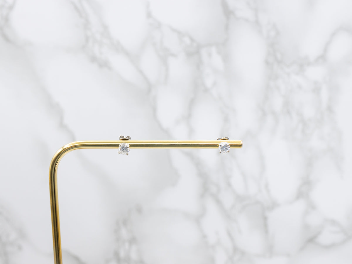 Round-Brilliant One Carat Diamond Stud Earrings