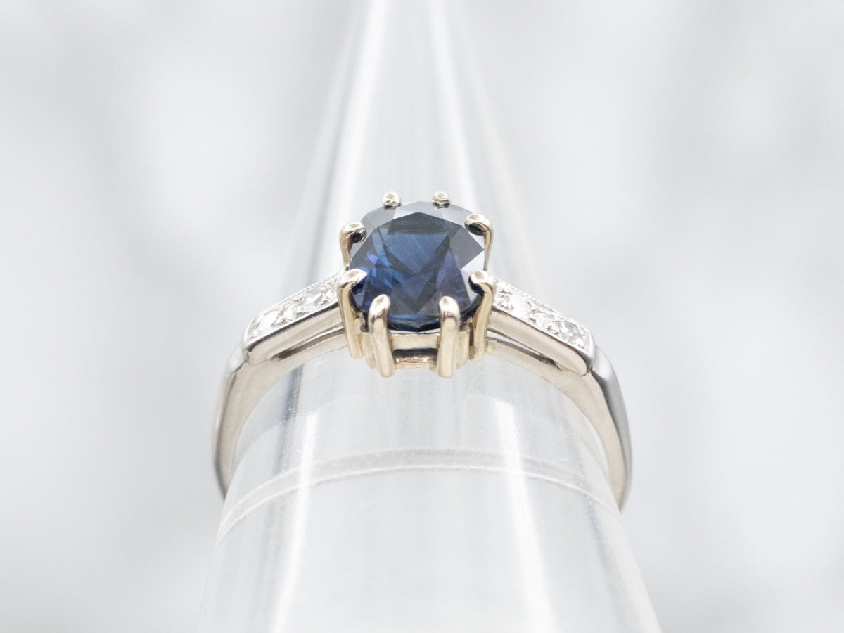 Benchmark Quality Sapphire and Retro Era Platinum Ring