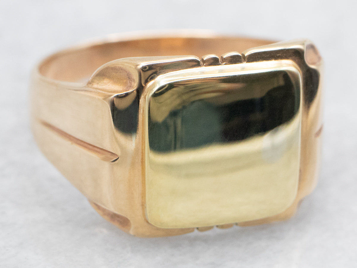 Rosey Yellow and Green Gold Signet Ring