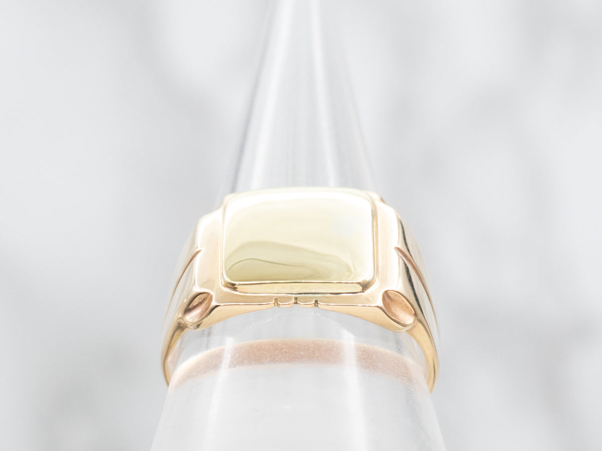 Rosey Yellow and Green Gold Signet Ring