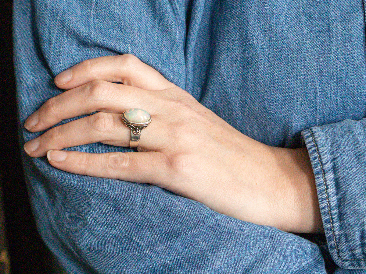 Exceptional Ethiopian Opal and Sterling Silver Ring