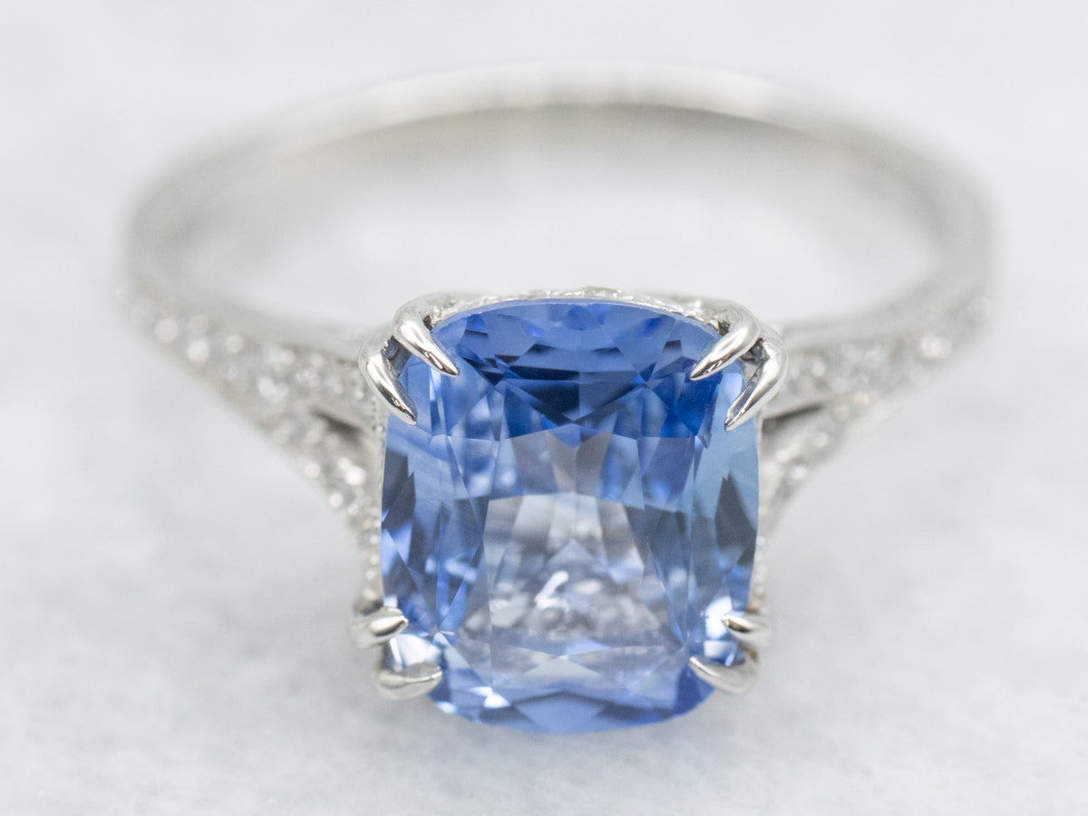 Platinum Sapphire and Diamond Engagement Ring