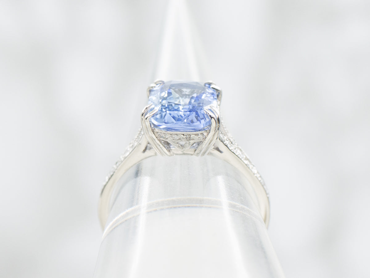 Platinum Sapphire and Diamond Engagement Ring