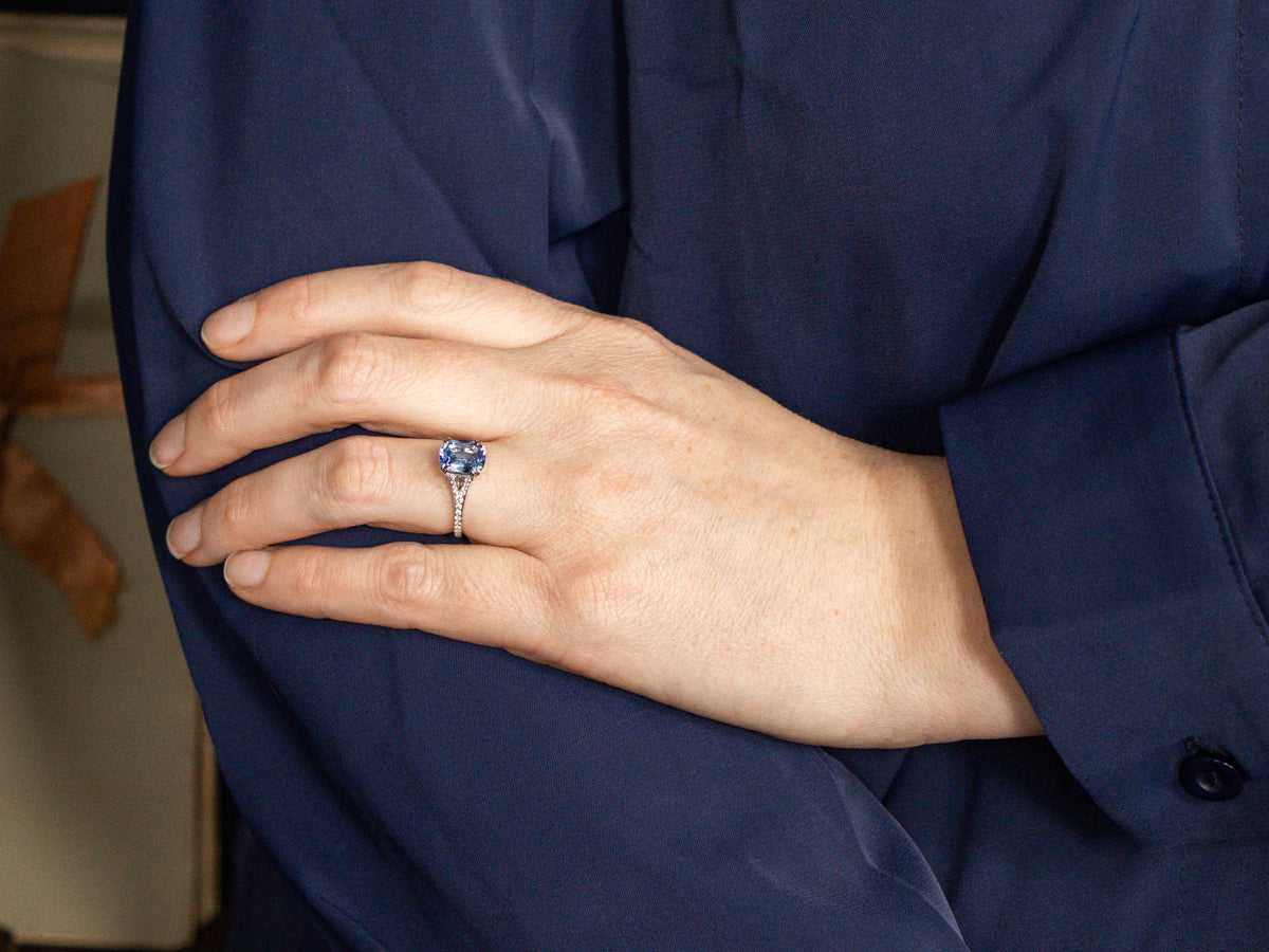 Platinum Sapphire and Diamond Engagement Ring