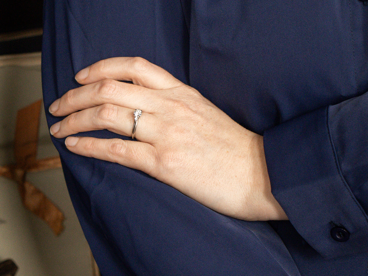 White Gold Past Present and Future Diamond Engagement Ring