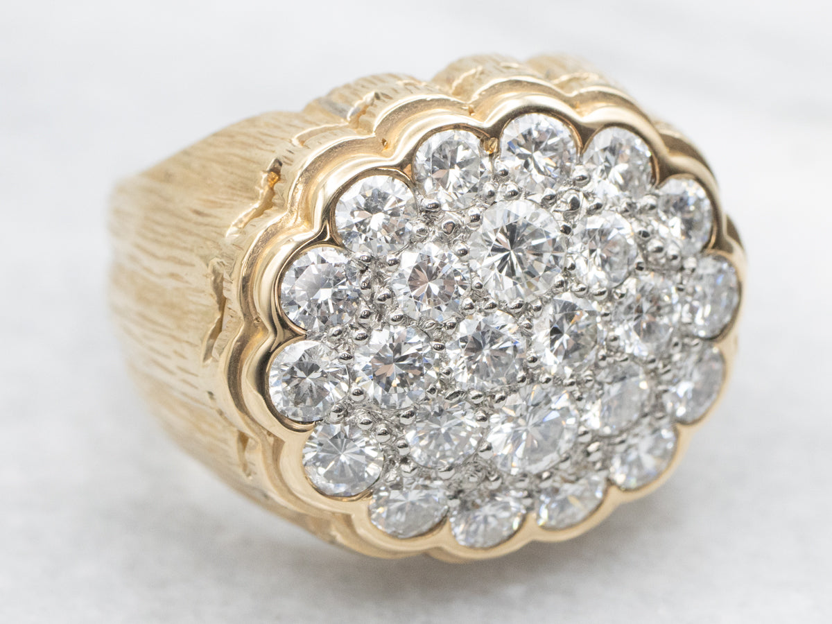 Scalloped Diamond Cluster Statement Ring