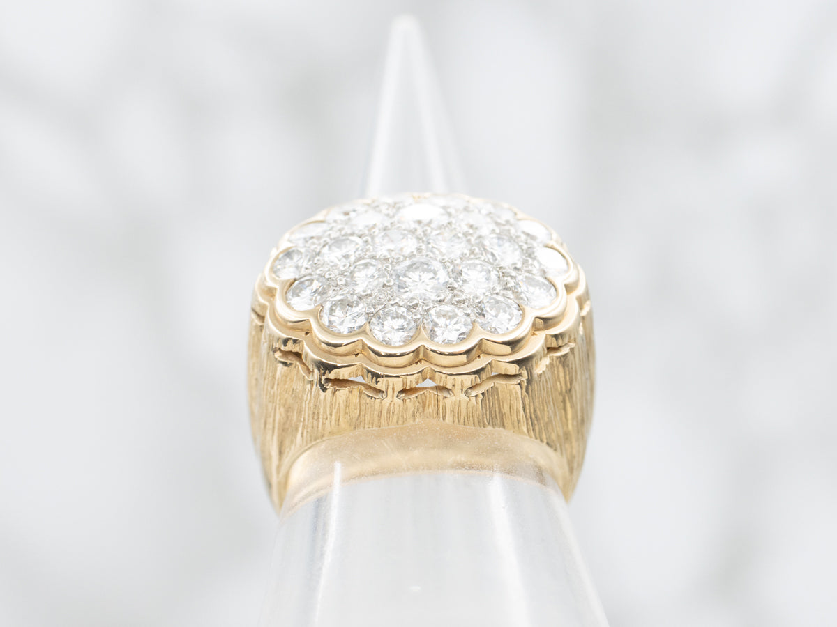 Scalloped Diamond Cluster Statement Ring