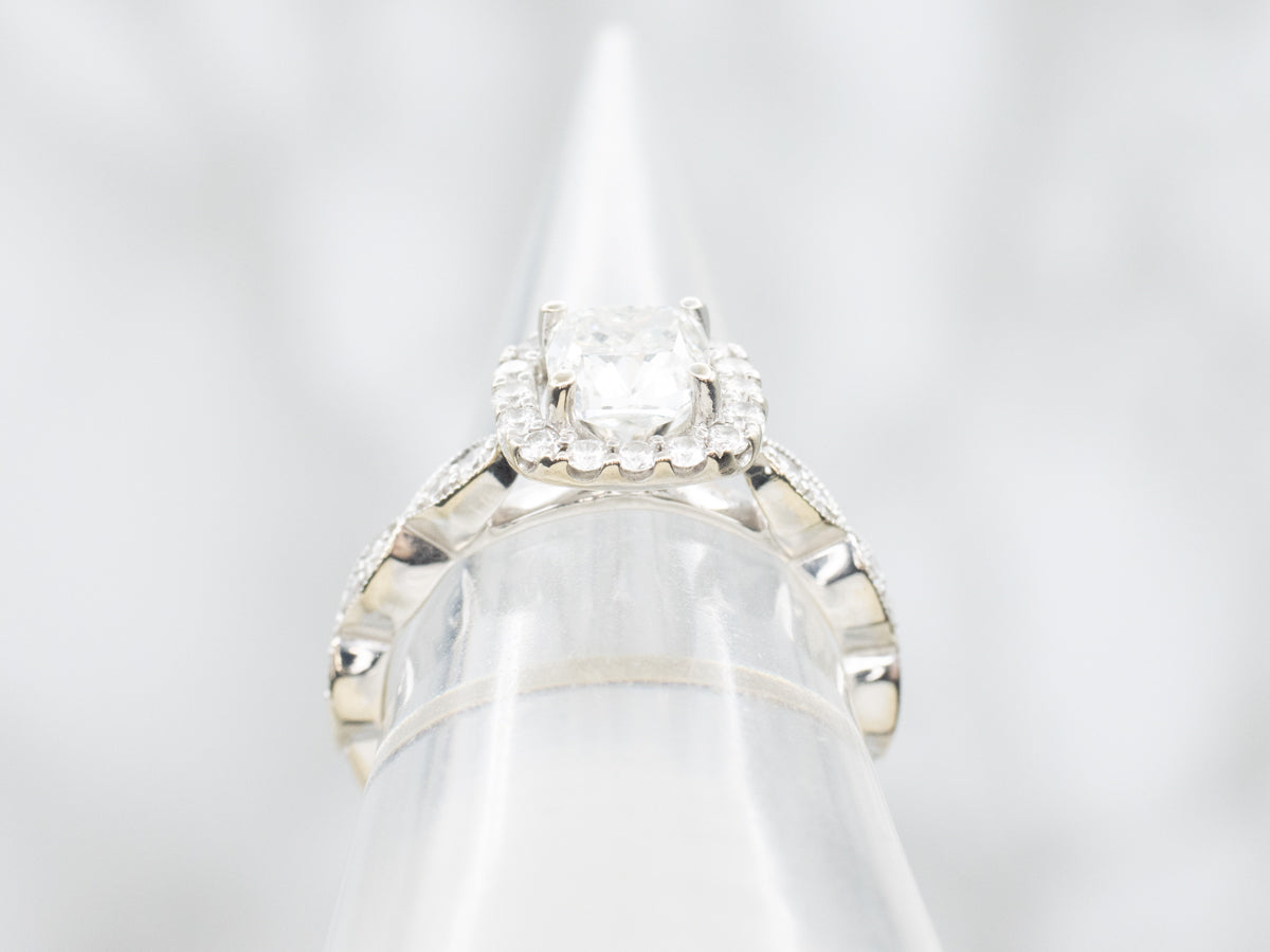 Cushion Cut GIA Certified Diamond Halo Engagement Ring