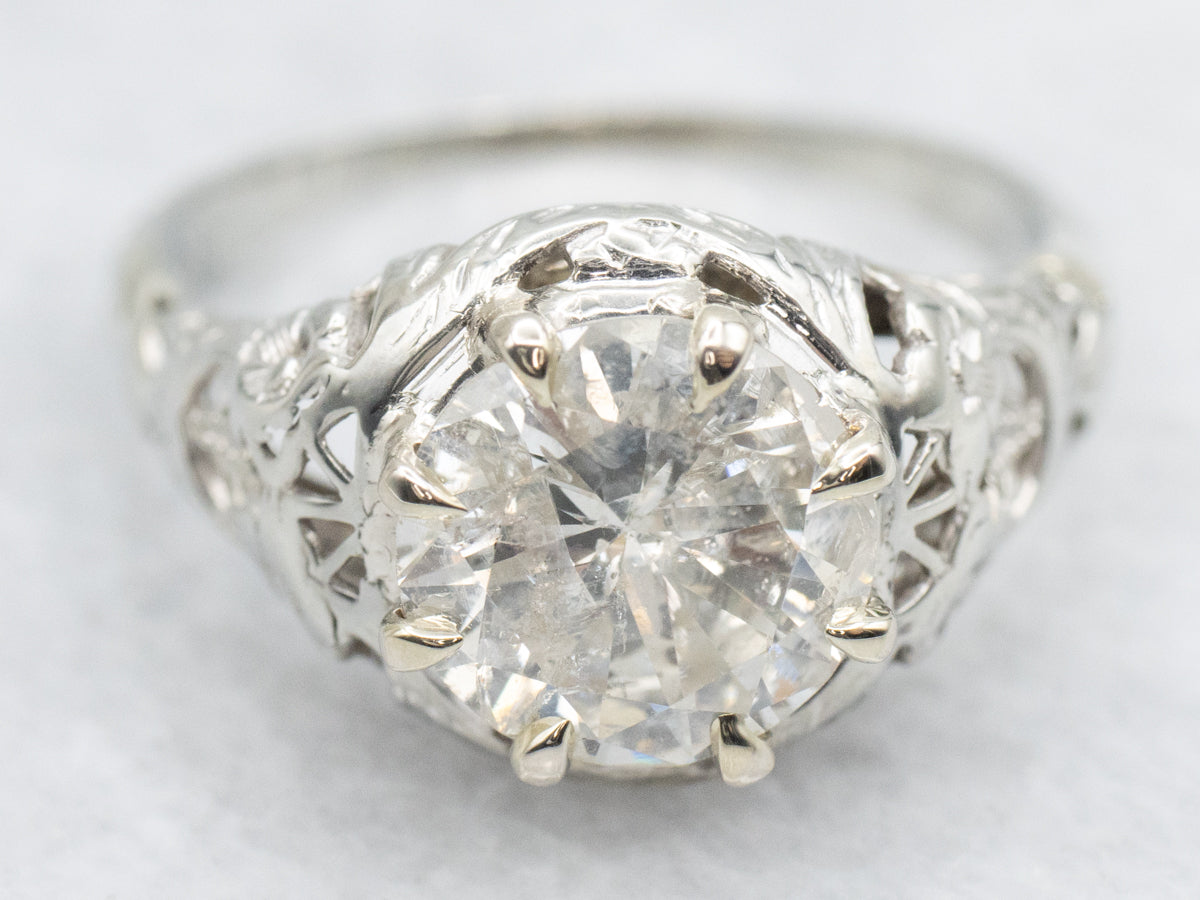 Beautiful Art Deco Brilliant Diamond Solitaire Engagement Ring