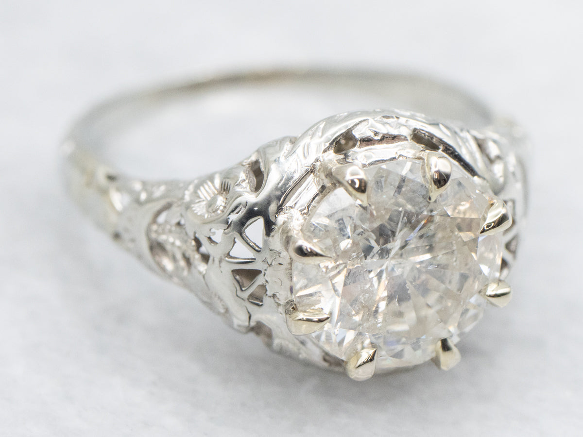 Beautiful Art Deco Brilliant Diamond Solitaire Engagement Ring