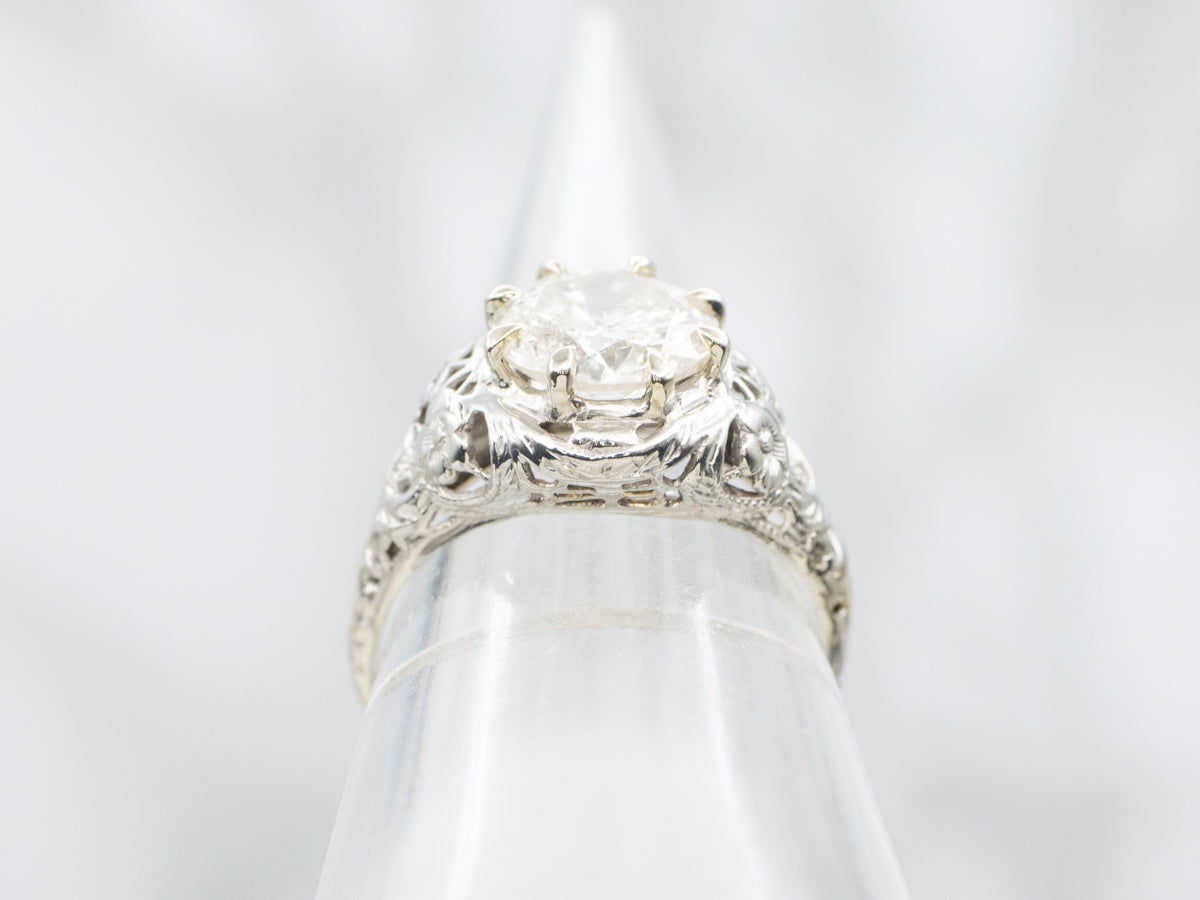 Beautiful Art Deco Brilliant Diamond Solitaire Engagement Ring